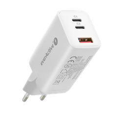 Ładowarka sieciowa GaN z gniazdem USB oraz 2x USB-C PD PPS QC4+ 65W