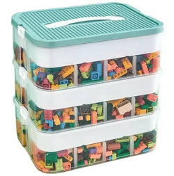 PUDEŁKO POJEMNIK NA KLOCKI 3 WARSTWOWY PIĘTROWY LEGO ORGANIZER PRZEGRÓDKAMI