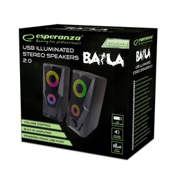GŁOŚNIKI 2.0 USB LED 6W RAINBOW BAILA ESPERANZA 