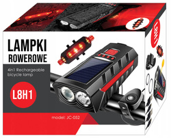 LAMPA ROWEROWA LAMPKA SOLARNA NA KIEROWNICĘ ZESTAW PRZÓD + TYŁ
