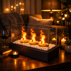 Biokominek wolnostojący duży do salonu prostokątny trzy palniki bio kominek