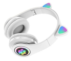 SŁUCHAWKI NAUSZNE BLUETOOTH LED KOCIE USZY + RADIO