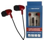 SŁUCHAWKI DOUSZNE Z MIKROFONEM EH193 CZARNO-CZERWONE