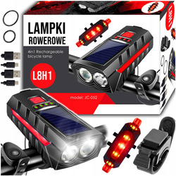 LAMPA ROWEROWA LAMPKA SOLARNA NA KIEROWNICĘ ZESTAW PRZÓD + TYŁ