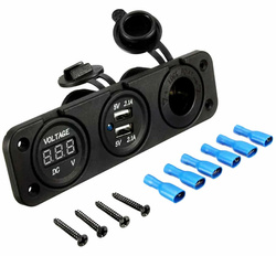 GNIAZDO ZAPALNICZKI 12V USB 5V 2A WOLTOMIERZ SAMOCHODOWY PANEL AUTO