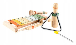Drewniany Zestaw Instrumentów Muzycznych Dla Dzieci 7 El. Tamburyn Cymbałki