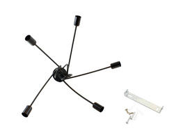 LAMPA SUFITOWA WISZĄCA LED LOFT ŻYRANDOL RETRO MODERN 5 RAMION E27 CZARNA