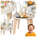 Drewniany Stolik Manipulacyjny Edukacyjny Montessori 2w1 Tor Sensoryczny Pętla Pojazdy