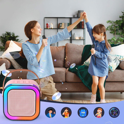 Zestaw karaoke 2 mikrofony + głośnik bezprzewodowy bluetooth dla dzieci