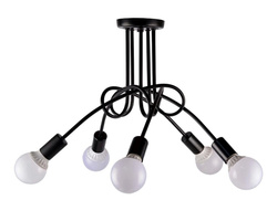 LAMPA SUFITOWA WISZĄCA LED LOFT ŻYRANDOL RETRO MODERN 5 RAMION E27 CZARNA