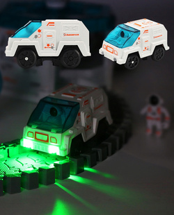 Tor Samochodowy Pętla Baza Kosmiczna 205 elementów Auto Figurki Mini Projektor