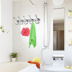 WIESZAK ŚCIENNY DO PRZEDPOKÓJU NA UBRANIA KURTKI KLASYCZNY STALOWY SREBRNY