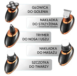 GOLARKA MĘSKA MASZYNKA ELEKTRYCZNA DO GOLENIA GŁOWY BRODY TRYMER 5W1