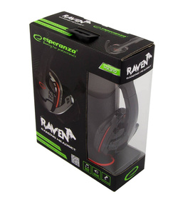SŁUCHAWKI Z MIKROFONEM GAMING RAVEN CZERWONE