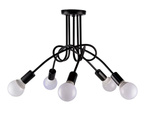 LAMPA SUFITOWA WISZĄCA LED LOFT ŻYRANDOL RETRO MODERN 5 RAMION E27 CZARNA