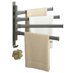 ŁAZIENKOWY ŚCIENNY WIESZAK NA RĘCZNIKI 4 REGULOWANE RAMIONA SZARY LOFT HAK