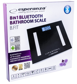 Cyfrowa waga łazienkowa analityczna bluetooth 8w1 B.FIT czarna