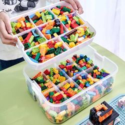 PUDEŁKO POJEMNIK NA KLOCKI 3 WARSTWOWY PIĘTROWY LEGO ORGANIZER PRZEGRÓDKAMI