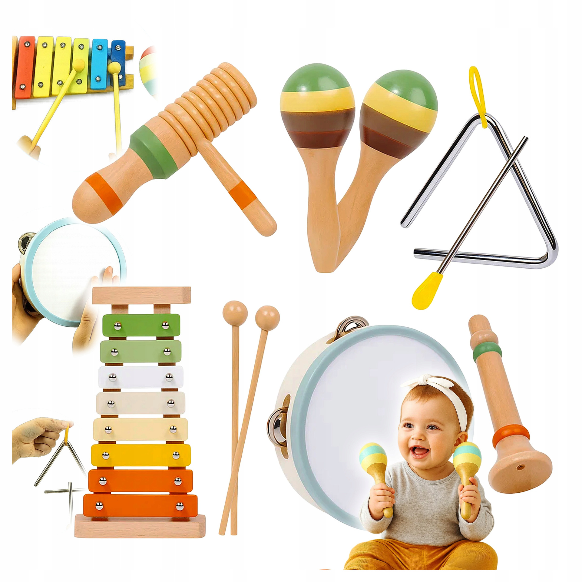 Drewniany Zestaw Instrumentów Muzycznych Dla Dzieci 7 El. Tamburyn Cymbałki pol_pl_Drewniany-Zestaw-Instrumentow-Muzycznych-Dla-Dzieci-7-El-Tamburyn-Cymbalki-7722_2