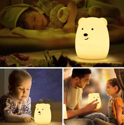 SILIKONOWA LAMPKA NOCNA DLA DZIECI MIŚ LED RGB + PILOT