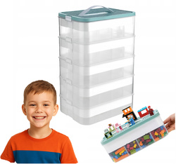 Pudełko pojemnik na klocki LEGO 5 warstwowy piętrowy z przegródkami