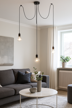 LAMPA SUFITOWA WISZĄCA ŻYRANDOL PAJĄK MODERN LED 3 RAMIONA E27 CZARNA