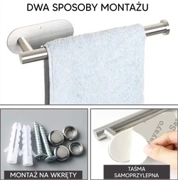 UCHWYT WIESZAK NA RĘCZNIK PAPIEROWY KUCHENNY SREBRNY DO KUCHNI