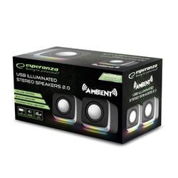 GŁOŚNIKI KOMPUTEROWE AMBIENT DO KOMPUTERA PC LAPTOPA USB RGB MINI JACK 3.5 mm
