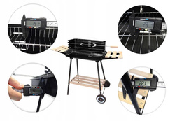 Grill ogrodowy prostokątny z 3 drewnianymi półkami