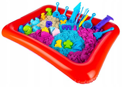 DUŻY ZESTAW PIASKOWNICA PIASEK KINETYCZNY 4,5KG FOREMKI LITERY CYFRY