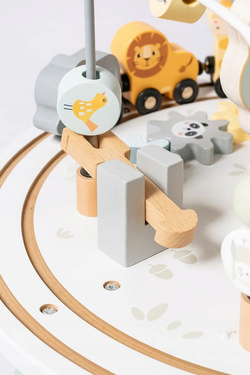 Drewniany Stolik Manipulacyjny Edukacyjny Montessori 2w1 Tor Sensoryczny Pętla Pojazdy
