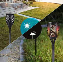 LAMPA SOLARNA OGRODOWA POCHODNIA LED ZESTAW 6 SZTUK
