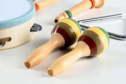 Drewniany Zestaw Instrumentów Muzycznych Dla Dzieci 7 El. Tamburyn Cymbałki