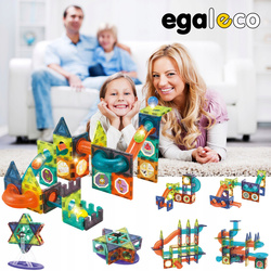 Świecące Klocki Magnetyczne Kulodrom Tor Kulkowy Dla Kulek 110 Elementów