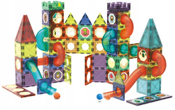 Świecące Klocki Magnetyczne Kulodrom Tor Kulkowy Dla Kulek 110 Elementów