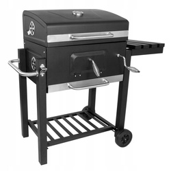 SOLIDNY GRILL OGRODOWY DUŻY ZAMYKANY ŻELIWNY RUSZT Z TERMOMETERM