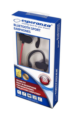 SŁUCHAWKI SPORTOWE DOUSZNE BLUETOOTH CZERWONE