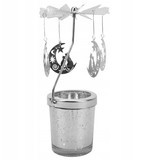 ŚWIECZNIK OBROTOWY ŚWIĄTECZNY GWIAZDKI SREBRNY