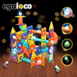 Świecące Klocki Magnetyczne Kulodrom Tor Kulkowy Dla Kulek 110 Elementów