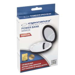 ESPERANZA POWER BANK 3000MAH Z LUSTERKIEM CZARNY