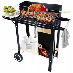 Grill ogrodowy prostokątny na kółkach ze szpikulcem