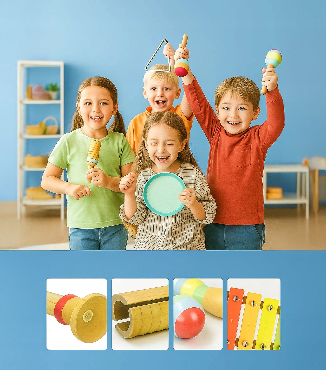 Drewniany Zestaw Instrumentów Muzycznych Dla Dzieci 7 El. Tamburyn Cymbałki pol_pl_Drewniany-Zestaw-Instrumentow-Muzycznych-Dla-Dzieci-7-El-Tamburyn-Cymbalki-7722_5