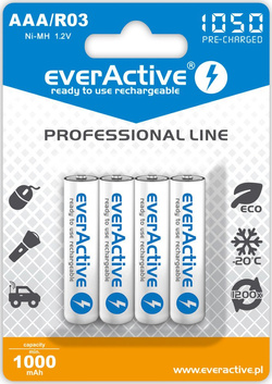 Akumulatorki everActive R03/AAA Ni-MH 1050 mAh ready to use - 4 sztuki