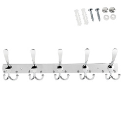 WIESZAK ŚCIENNY DO PRZEDPOKÓJU NA UBRANIA KURTKI KLASYCZNY STALOWY SREBRNY