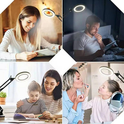 LAMPKA BIURKOWA LED REGULOWANA KOSMETYCZNA LUPA POWIĘKSZENIE USB