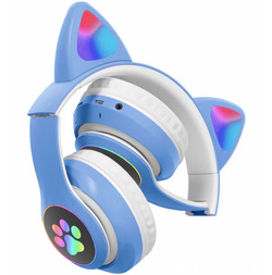 SŁUCHAWKI NAUSZNE BLUETOOTH LED KOCIE USZY + RADIO