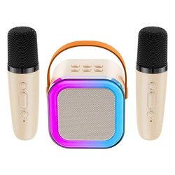 Zestaw karaoke 2 mikrofony + głośnik bezprzewodowy bluetooth dla dzieci