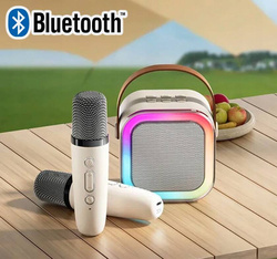Zestaw karaoke 2 mikrofony + głośnik bezprzewodowy bluetooth dla dzieci