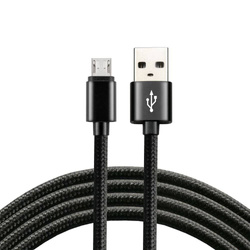 Kabel przewód pleciony USB - micro USB  2M czarny