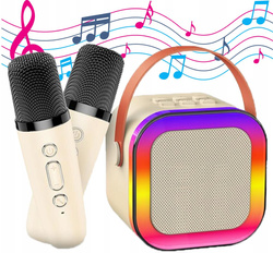 Zestaw karaoke 2 mikrofony + głośnik bezprzewodowy bluetooth dla dzieci